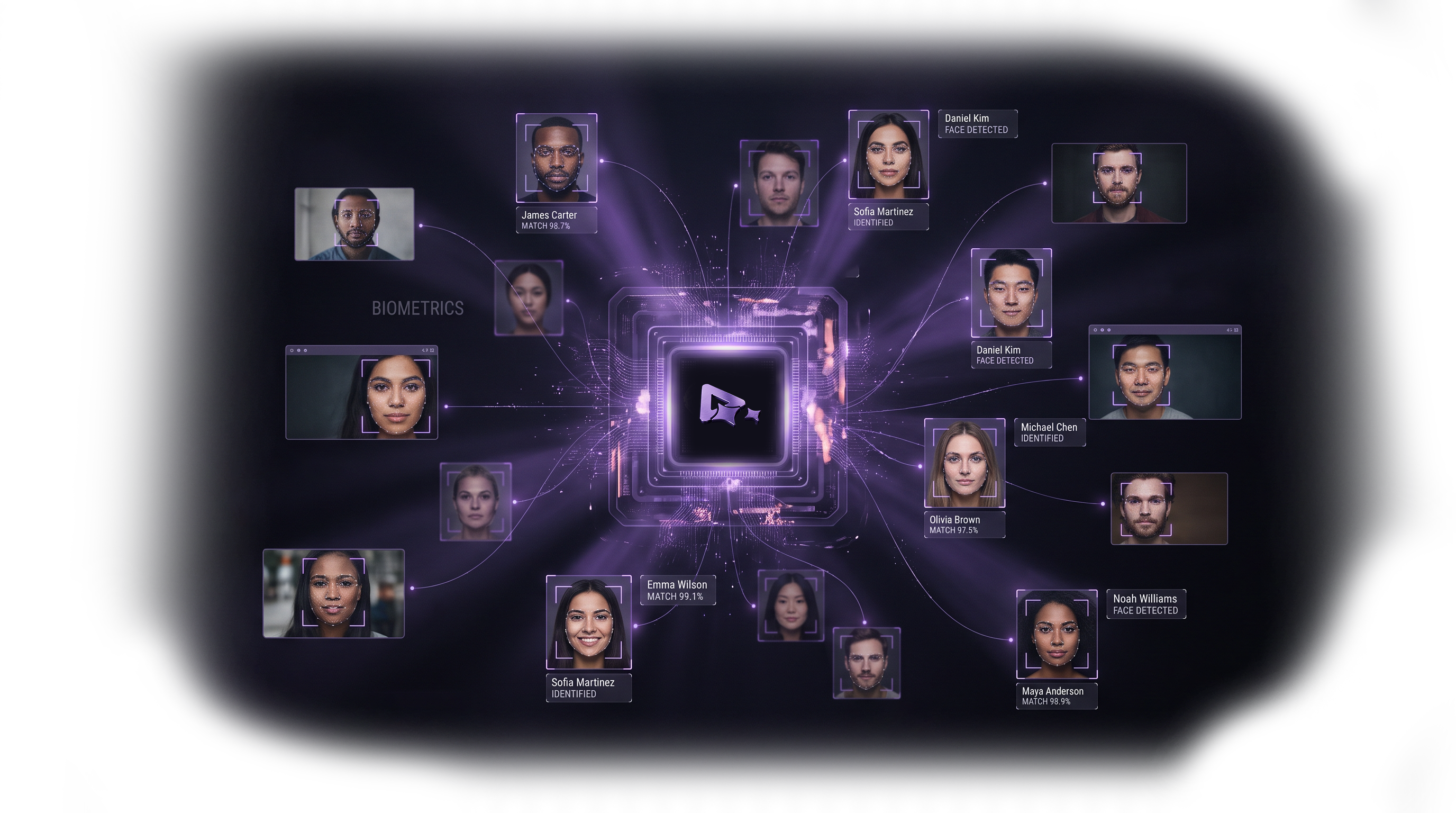 AI-powered biometric analysis connecting people across a media archive