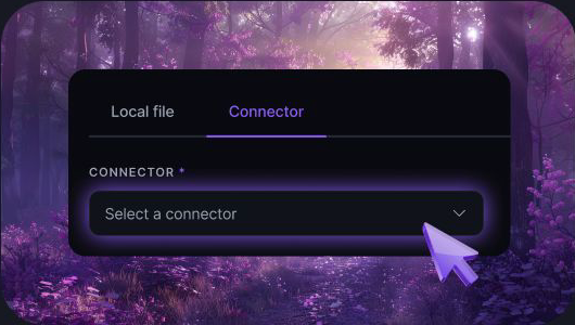 Connector selection interface for ingesting media